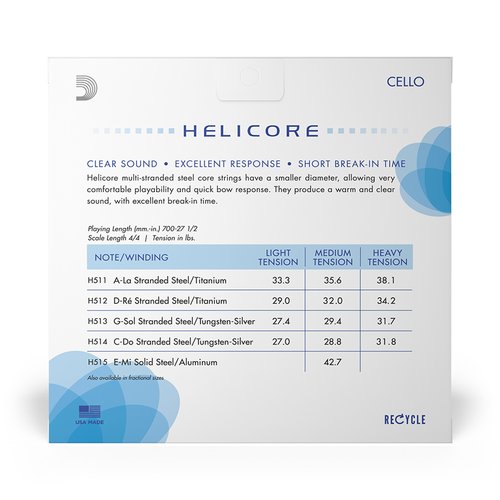 DAddario H510 4/4H Helicore Cello-Saitensatz Heavy Tension