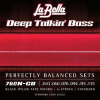 La Bella 760N-CB 6-Saiter Black Nylon Bass 029/128