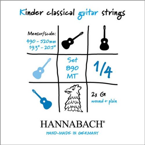 Hannabach 890 Cuerdas para guitarra para niños 1/4