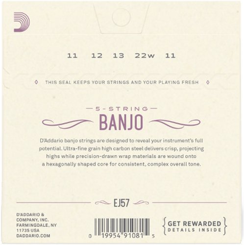 DAddario EJ57 Banjo Nickel 011/022