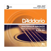 DAddario EJ15-3D Phosphor Bronze Strings, Pack of 3 sets !!