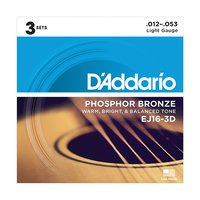DAddario EJ16-3D Cuerdas Phosphor Bronze - Pack de 3...
