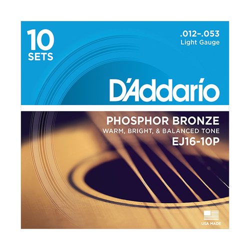 Cordes DAddario EJ16-10P Phosphor Bronze - Pack de 10 jeux !!
