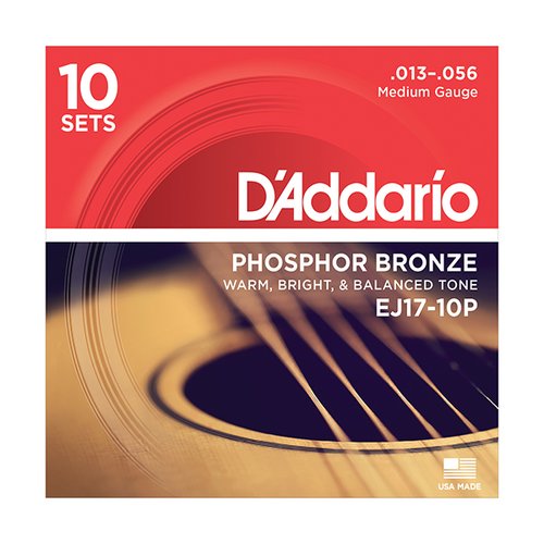 Cordes DAddario EJ17-10P Phosphor Bronze - Pack de 10 jeux !!