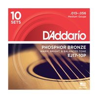 DAddario EJ17-10P Phosphor Bronze Strings - Pack of 10...