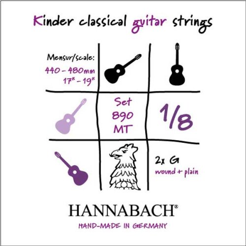 Hannabach 890 Cuerdas sueltas para guitarra para niños 1/8