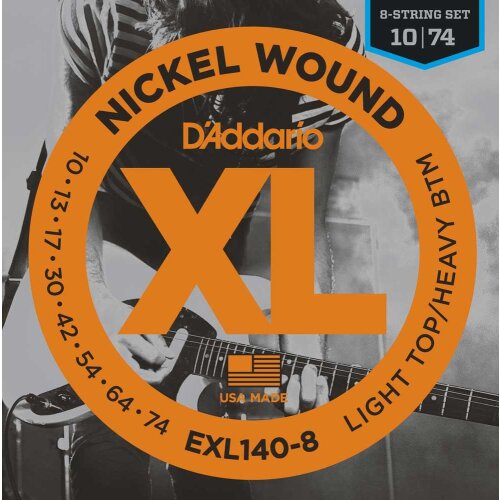 DAddario EXL140-8 10-74, Cuerdas para guitarra 8-Cuerdas