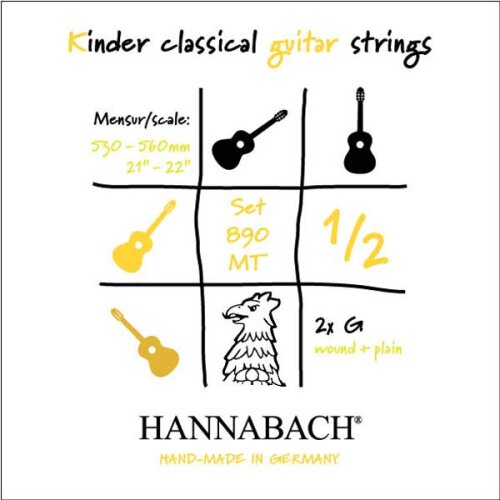 Hannabach cuerda suelta Guitarra para niños 890 1/2, D4