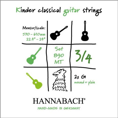 Hannabach cuerda suelta Guitarra para nios 890 3/4, H2