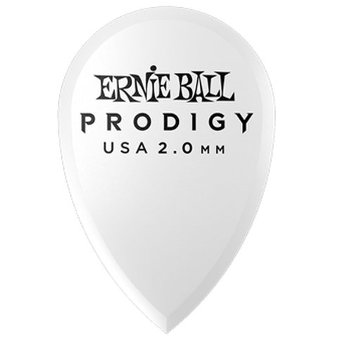 Ernie Ball Prodigy White Teardrop Plektren, 6er Pack