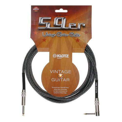 Klotz 59 Vintage Guitar Cable jack plug 4,5 metres, 1x angled jack