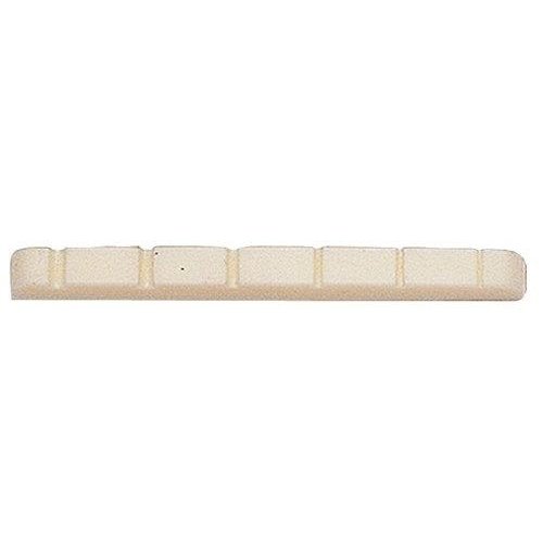 Partsland plastic saddle for electric guitar notched 43.0 x 6.0 x 9.2/8.3 mm