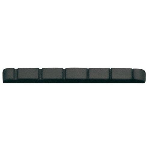 Partsland plastic saddle for electric guitar notched 43.0 x 6.0 x 9.2/8.3 mm black