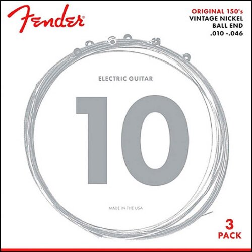 Fender 150R-3 Pure Nickel 010/046, paquete de 3
