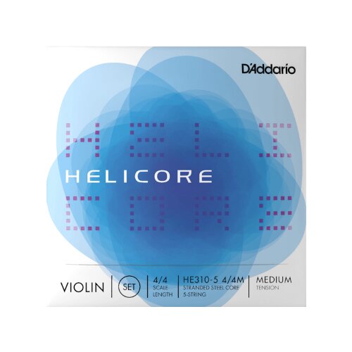 DAddario HE310-5 4/4M Helicore violin string set medium tension, 5 strings