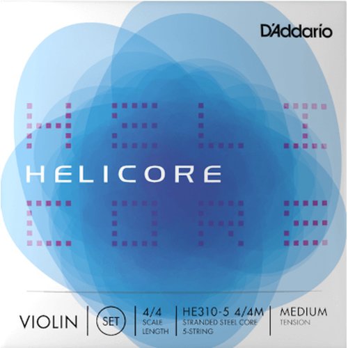 DAddario HE310-5 4/4M Jeu de cordes pour violon Helicore Medium Tension, 5 cordes