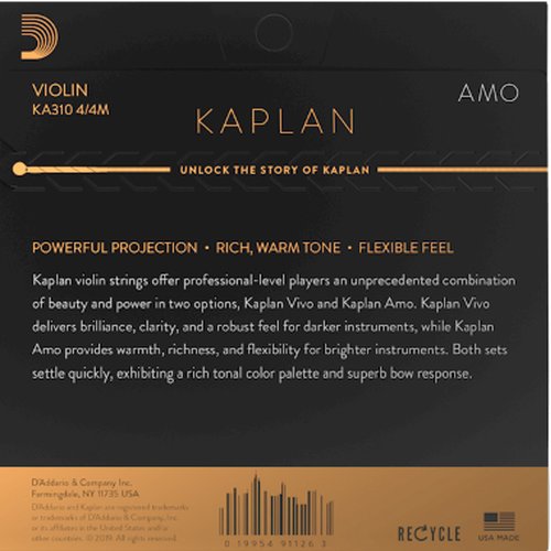DAddario KA310 4/4M Kaplan Amo jeu de cordes pour violon Medium Tension