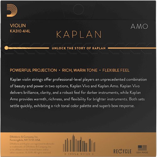 DAddario KA310 4/4L Kaplan Amo jeu de cordes pour violon Light Tension