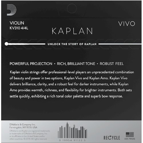 DAddario KV310 4/4L Kaplan Vivo jeu de cordes pour violon Light Tension