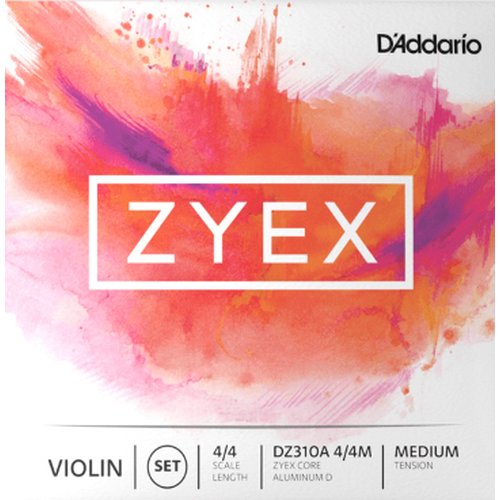 DAddario DZ310S 4/4M Zyex Jeu de cordes pour violon avec argent (D) Medium Tension