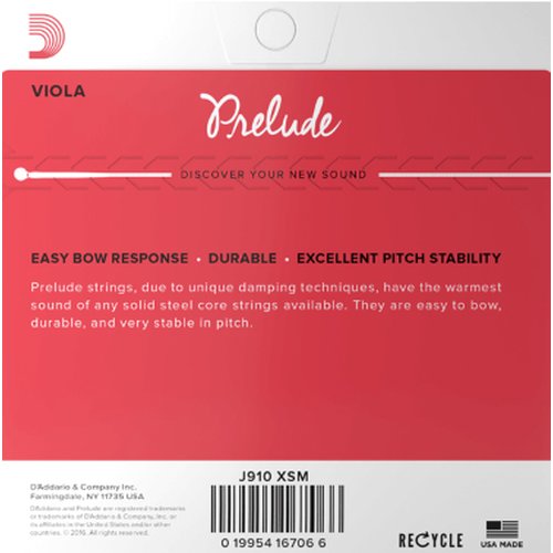 DAddario J910 XSM Prelude Viola Set, Extra Short Scale, Medium Tension