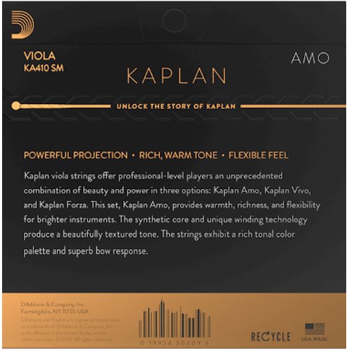 DAddario KA410 SM Kaplan Amo Set di corde per viola, Short Scale, Medium Tension