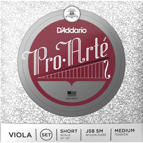 DAddario J58 SM Jeu de cordes Pro-Arte pour alto, Short Scale, Medium Tension