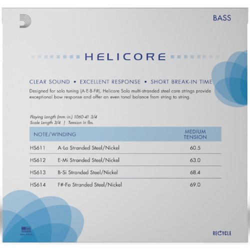 DAddario Helicore Solo Double bass strings 3/4 Medium Tension