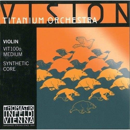 Thomastik-Infeld Jeu de cordes pour violon 4/4 Vision Titanium Orchestra Synthetic Core, VIT100 (moyen)
