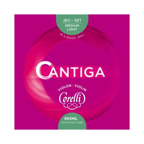 Corelli Juego de cuerdas para violín con lazo en Mi Cantiga, 900ML (media-suave)